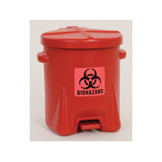 Eagle Biohazardous Poly Waste Can -  6 Gallon - Foot-Operated - Red - 943BIO