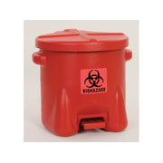 Eagle Biohazardous Poly Waste Can -  10 Gallon - Foot-Operated - Red - 945BIO