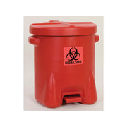 Eagle Biohazardous Poly Waste Can -  14 Gallon - Foot-Operated - Red - 947BIO