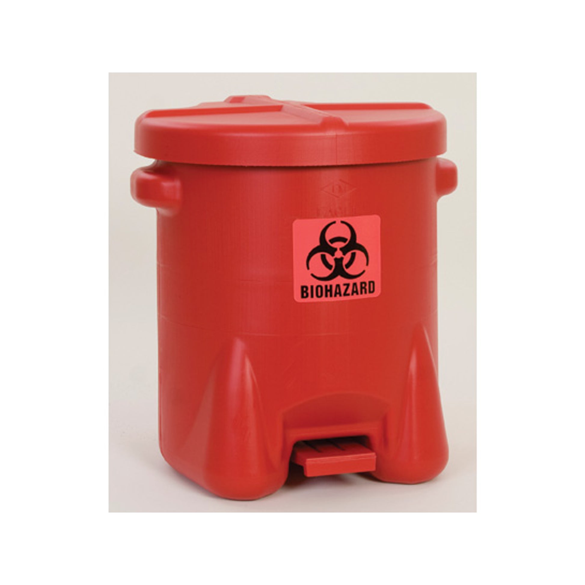 Eagle Biohazardous Poly Waste Can -  14 Gallon - Foot-Operated - Red - 947BIO