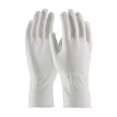 CleanTeam Premium Light Weight Cotton Lisle Inspection Glove w/Unhemmed Cuff - 12" - White - 1/DZ - 330-PIP97-500/12