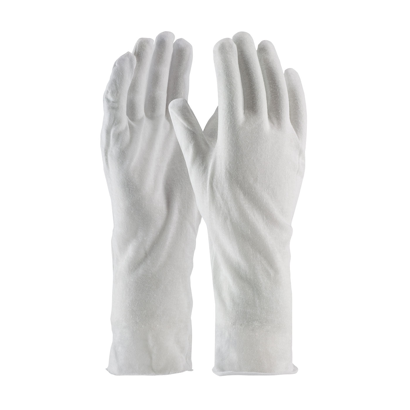 CleanTeam Premium  Light Weight Cotton Lisle Inspection Glove w/Unhemmed Cuff - 14" - White - 1/DZ - 330-PIP97-500/14