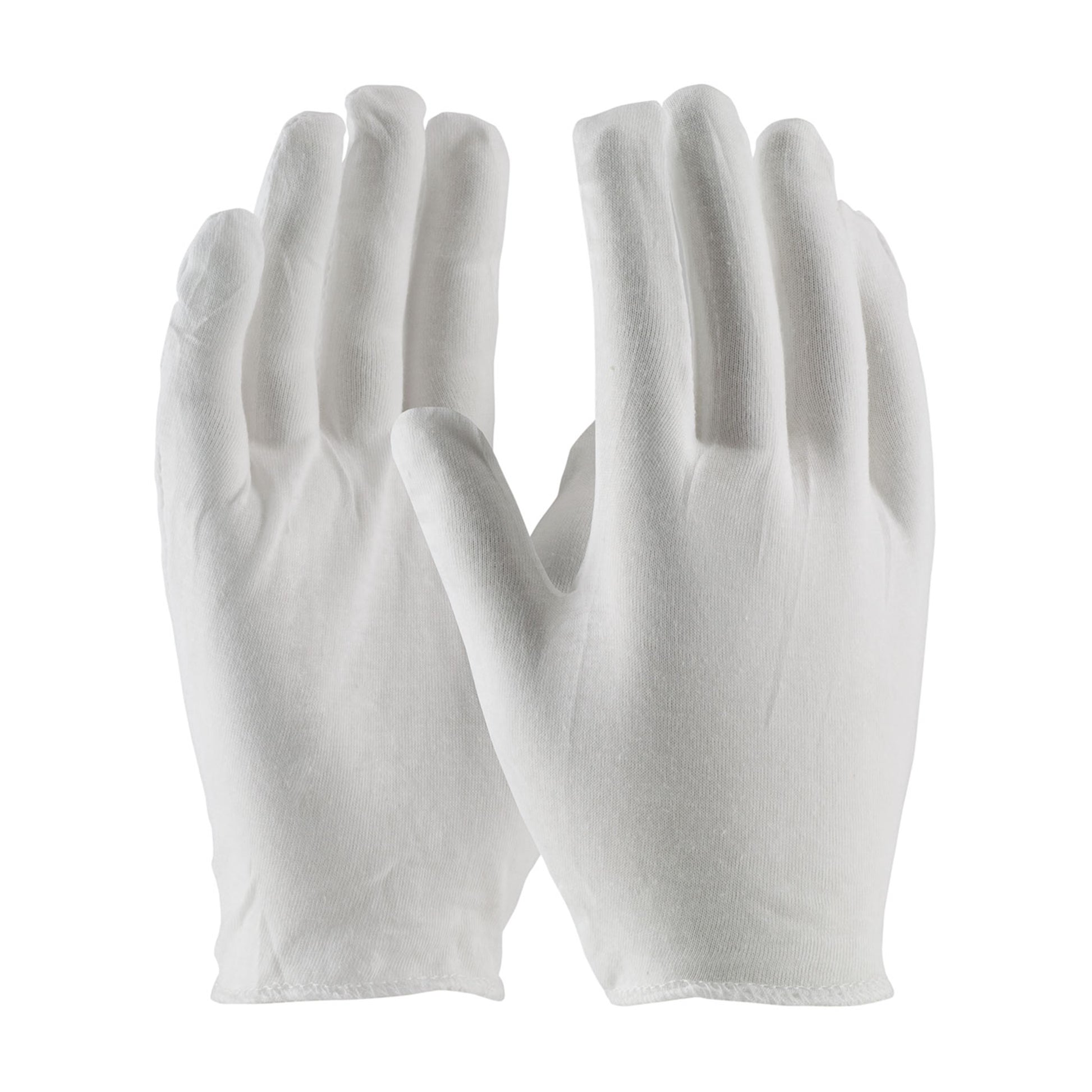 CleanTeam Premium  Light Weight Cotton Lisle Inspection Glove w/Overcast Hem Cuff - Men's - White - 1/DZ - 330-PIP97-500H