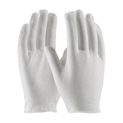 CleanTeam Premium  Light Weight Cotton Lisle Inspection Glove w/Overcast Hem Cuff - Men's - White - 1/DZ - 330-PIP97-500H