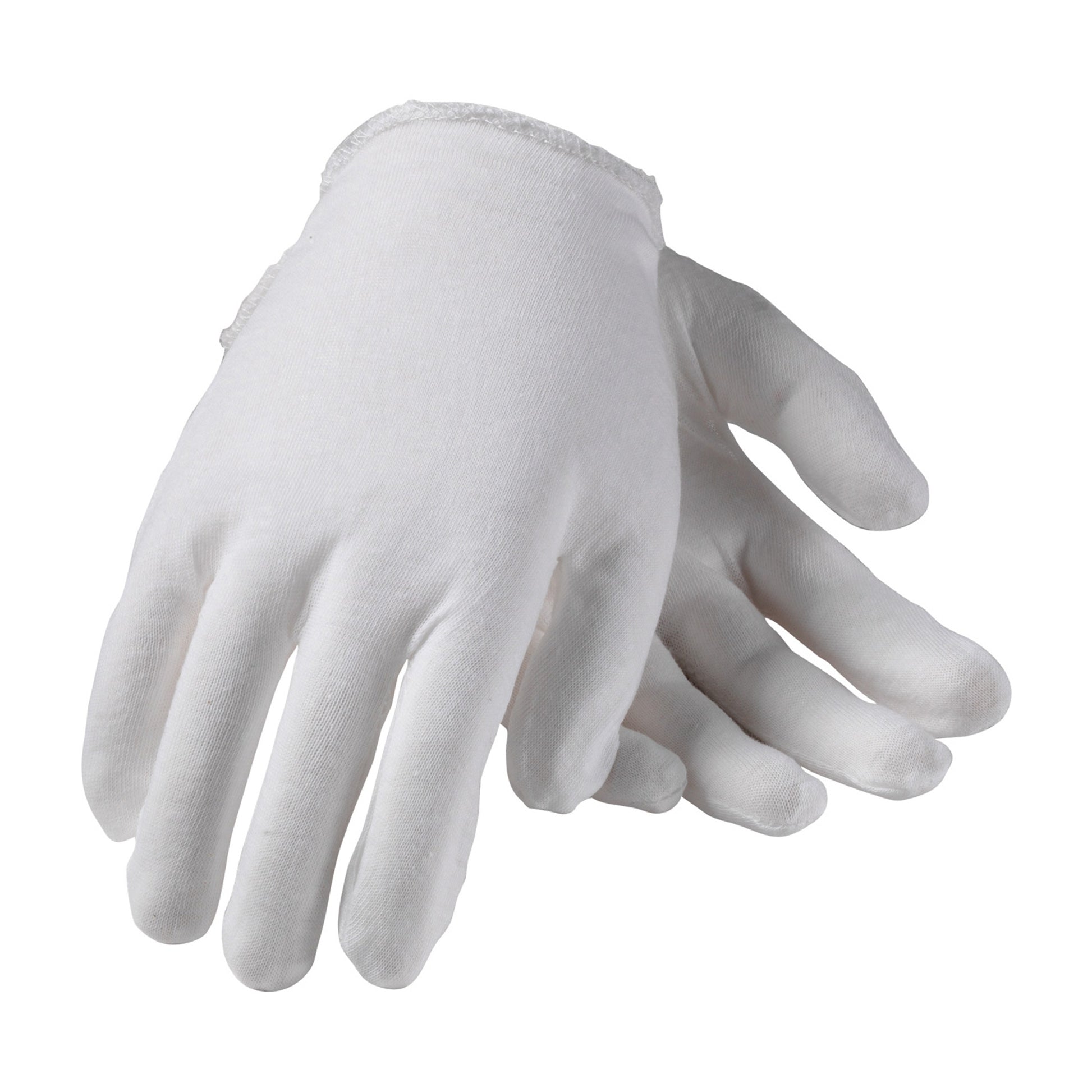 CleanTeam Premium Light Weight Cotton Lisle Inspection Glove w/Overcast Hem Cuff - Men's - White - 1/DZ - 330-PIP97-500H
