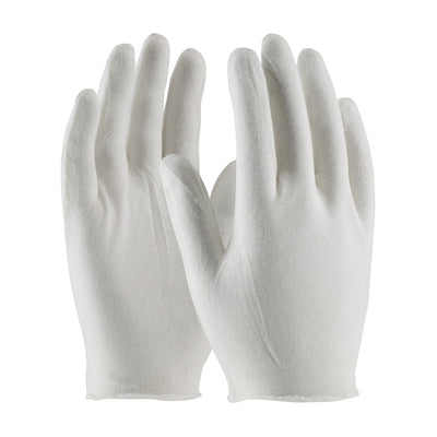CleanTeam Economy  Light Weight Cotton Lisle Inspection Glove w/Unhemmed Cuff - 9" - White - 1/DZ - 330-PIP97-500I
