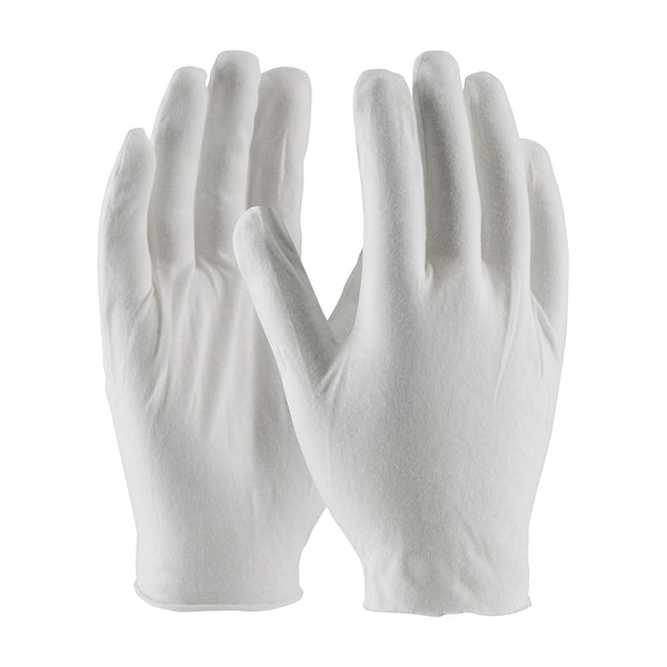 CleanTeam Premium Light Weight Cotton Lisle Inspection Glove w/Unhemmed Cuff - Jumbo Size - White - 1/DZ - 330-PIP97-500J