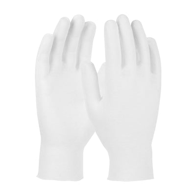 CleanTeam Premium Light Weight Cotton Lisle Inspection Glove w/Unhemmed Cuff - 10.5" - White - 1/DZ - 330-PIP97-501/10