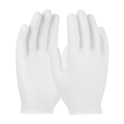 CleanTeam Premium Light Weight Cotton Lisle Inspection Glove w/Overcast Hem Cuff - Ladies' - White - 1/DZ - 330-PIP97-501H