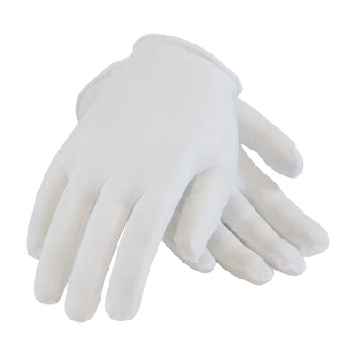 CleanTeam Premium Light Weight Cotton Lisle Inspection Glove w/Unhemmed Cuff - Ladies' - White - 1/DZ - 330-PIP97-501