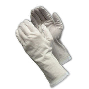 CleanTeam Medium Weight Cotton Lisle Inspection Glove w/Rolled Hem Cuff - 12" - White - 1/DZ - 330-PIP97-520/12R
