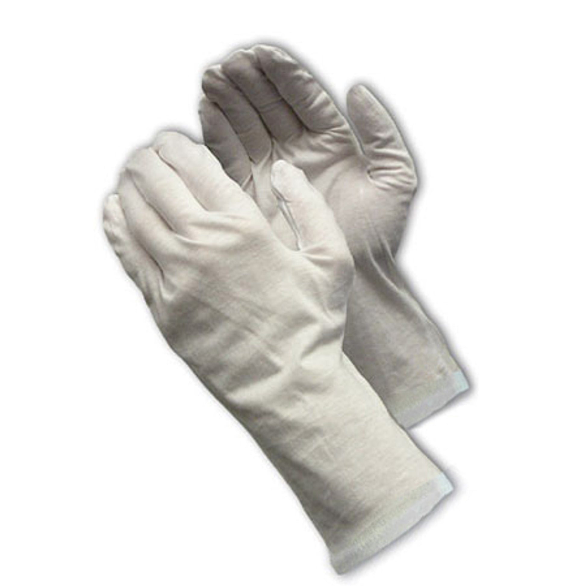 CleanTeam Medium Weight Cotton Lisle Inspection Glove w/Rolled Hem Cuff - 12" - White - 1/DZ - 330-PIP97-520/12R