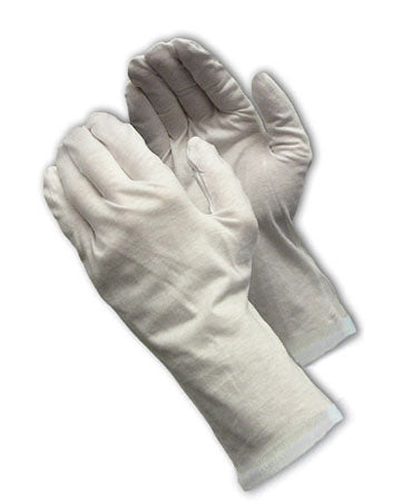 CleanTeam Medium Weight Cotton Lisle Inspection Glove w/Rolled Hem Cuff - 12" - White - 1/DZ - 330-PIP97-520/12R