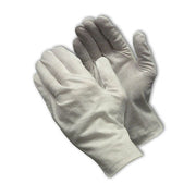 CleanTeam Medium Weight Cotton Lisle Inspection Glove w/Unhemmed Cuff - 10.5" - White - 1/DZ - 330-PIP97-521/10