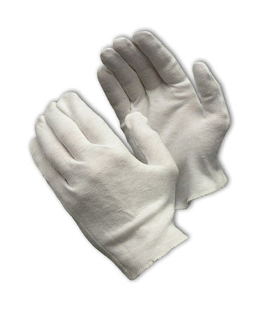 CleanTeam Heavy Weight Cotton Lisle Inspection Glove w/Overcast Hem Cuff - Ladies' - White - 1/DZ - 330-PIP97-541H