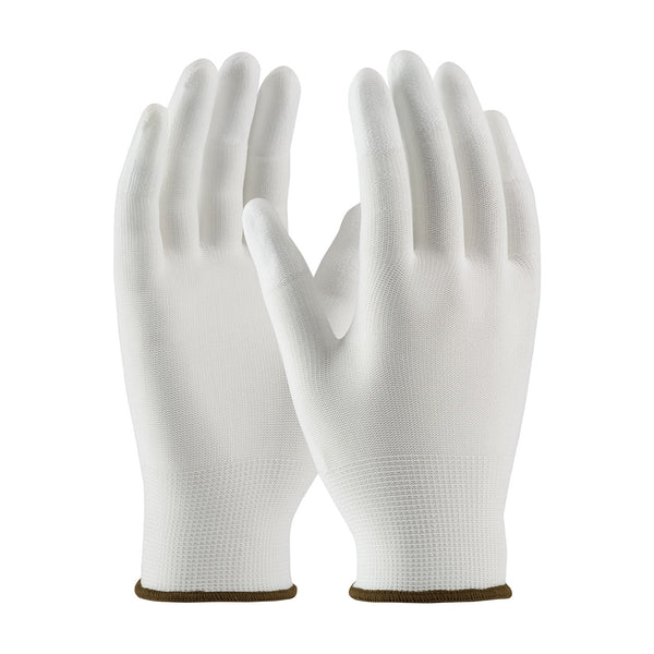 CleanTeam Seamless Knit Nylon Clean Environment Glove w/Polyurethane Coated Smooth Grip on Fingertips - White - 1/DZ - 99-126