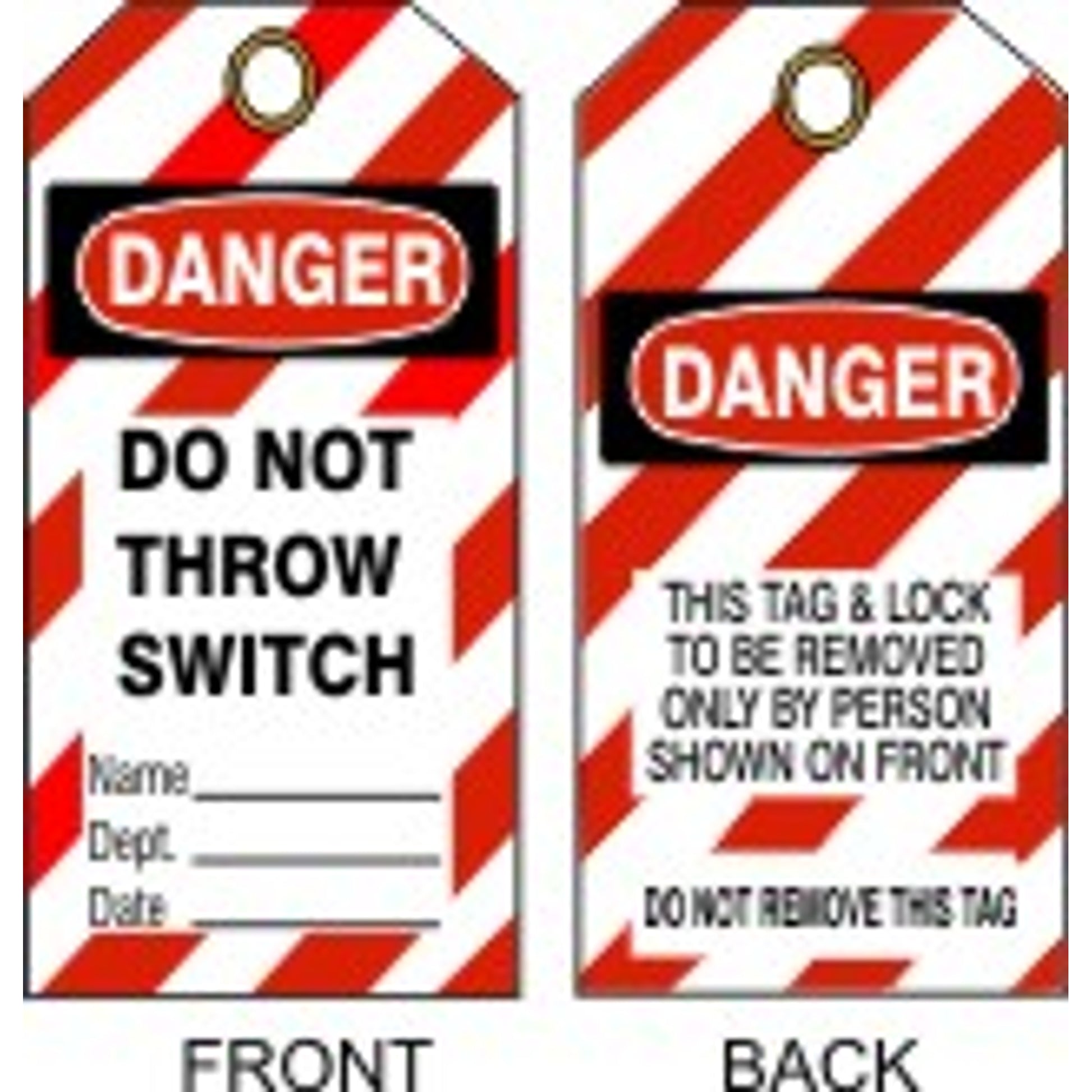 DANGER DO NOT THROW SWITCH TAGS - DANGER DO NOT THROW SWITCH TAGS, 6.125X3, Rigid Vinyl