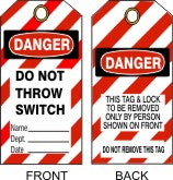 DANGER DO NOT THROW SWITCH TAGS