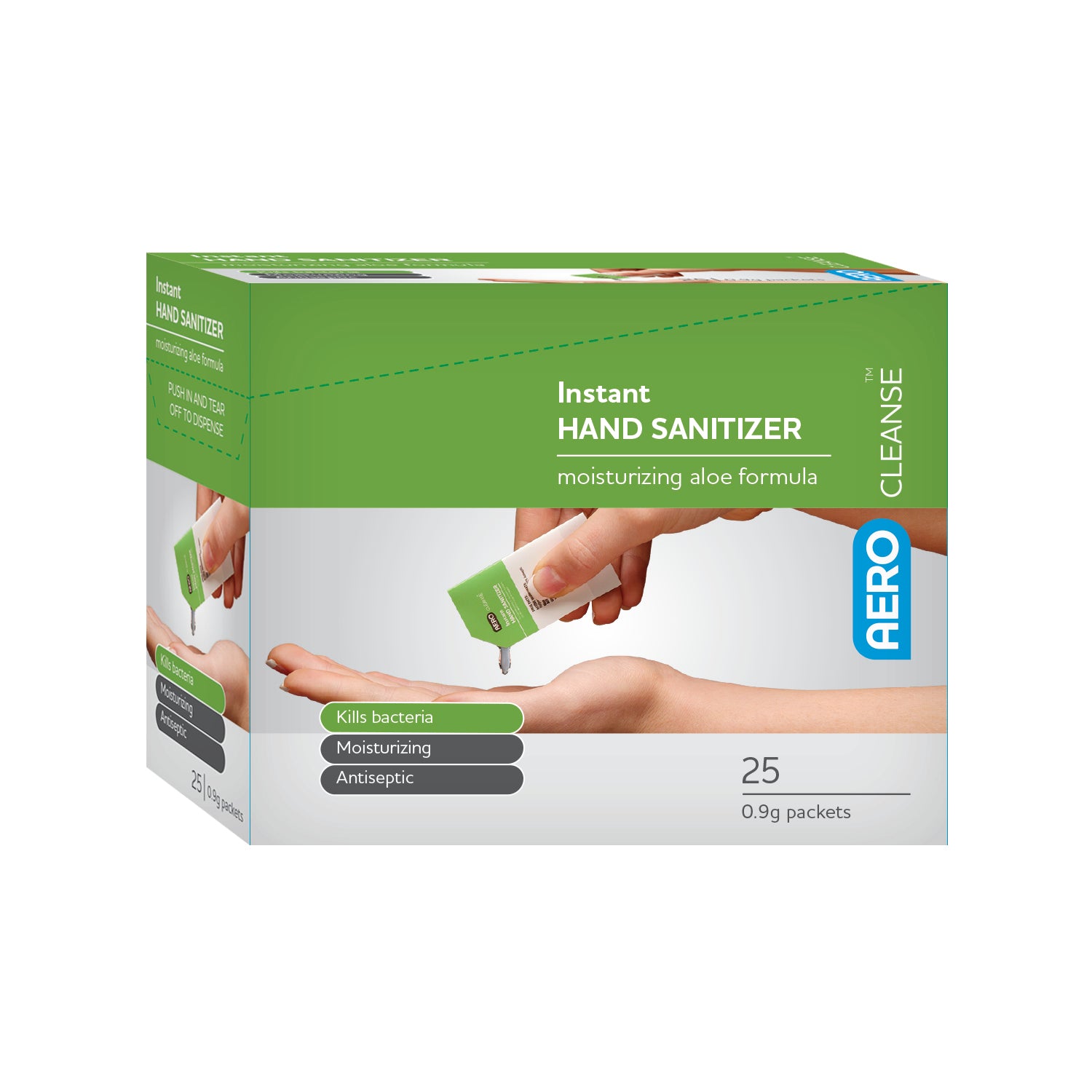 AERO AEROCLEANSE Hand Sanitizer Packet 0.9g 25/box - ACG25US