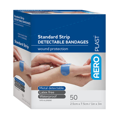 AERO AEROPLAST Detectable X-Wide Strip Bandages 1in x 3in 50/box - AD1050US