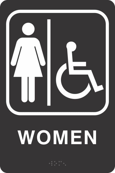 ADA BRAILLE SIGN - WOMEN HANDICAP ACCESSIBLE - ADA BRAILLE SIGN - WOMEN HANDICAP ACCESSIBLE , 9x6, Acrylic