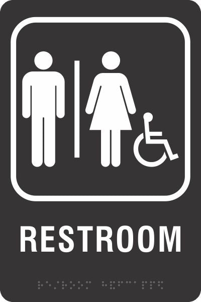 ADA BRAILLE SIGN - UNISEX HANDICAP ACCESSIBLE - ADA BRAILLE SIGN - UNISEX HANDICAP ACCESSIBLE , 9x6, Acrylic