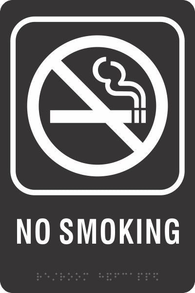 ADA BRAILLE SIGN - NO SMOKING - ADA BRAILLE SIGN - NO SMOKING, 9x6, Acrylic