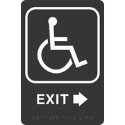 ADA BRAILLE SIGN - HANDICAP EXIT RIGHT - ADA BRAILLE SIGN - HANDICAP EXIT RIGHT, 9X6, Acrylic
