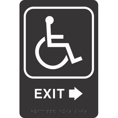 ADA BRAILLE SIGN - HANDICAP EXIT RIGHT - ADA BRAILLE SIGN - HANDICAP EXIT RIGHT, 9X6, Acrylic