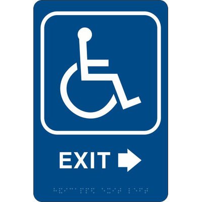 ADA BRAILLE SIGN - HANDICAP EXIT RIGHT - ADA BRAILLE SIGN - HANDICAP EXIT RIGHT, 9X6, Acrylic