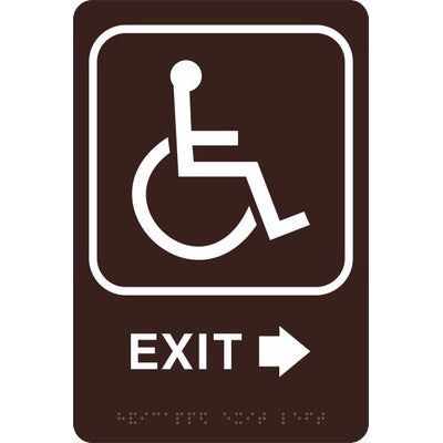 ADA BRAILLE SIGN - HANDICAP EXIT RIGHT - ADA BRAILLE SIGN - HANDICAP EXIT RIGHT, 9X6, Acrylic