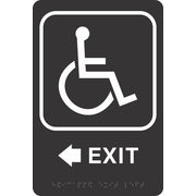 ADA BRAILLE SIGN - HANDICAP EXIT LEFT - ADA BRAILLE SIGN - HANDICAP EXIT LEFT, 9X6, Acrylic