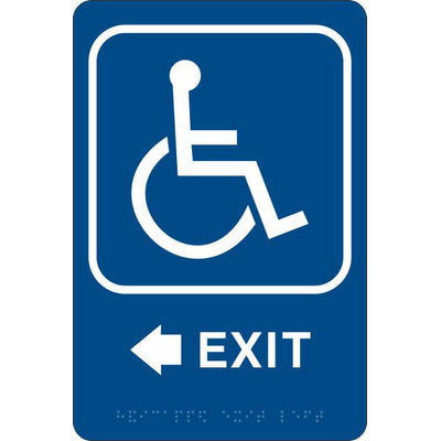 ADA BRAILLE SIGN - HANDICAP EXIT LEFT - ADA BRAILLE SIGN - HANDICAP EXIT LEFT, 9X6, Acrylic