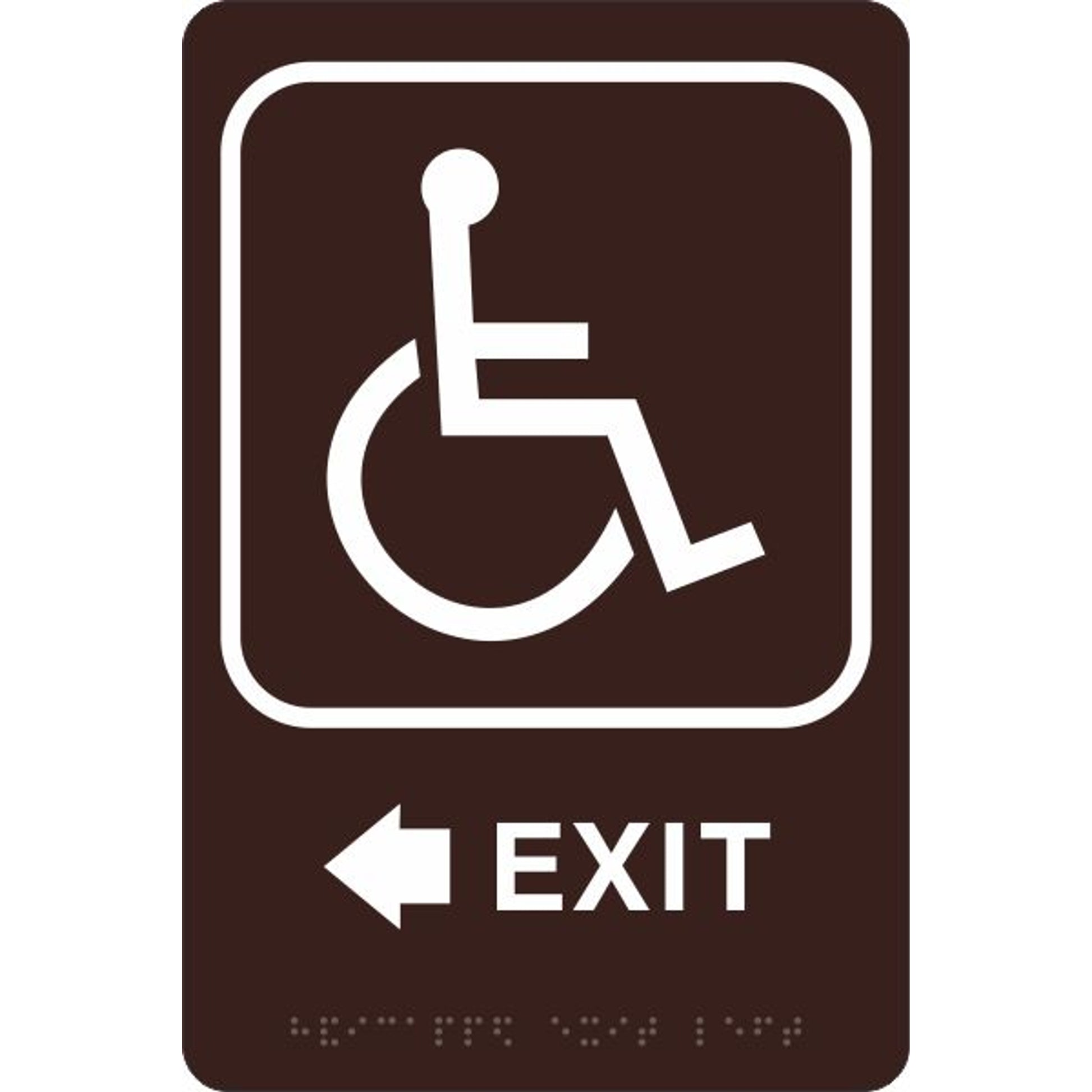 ADA BRAILLE SIGN - HANDICAP EXIT LEFT - ADA BRAILLE SIGN - HANDICAP EXIT LEFT, 9X6, Acrylic