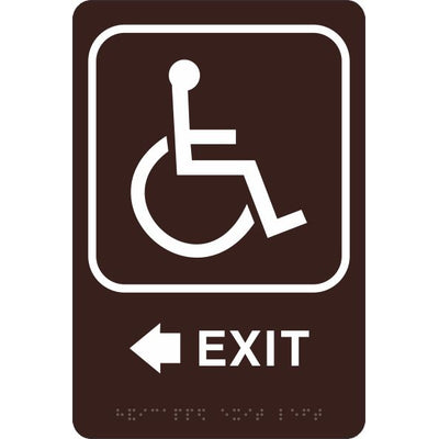 ADA BRAILLE SIGN - HANDICAP EXIT LEFT - ADA BRAILLE SIGN - HANDICAP EXIT LEFT, 9X6, Acrylic