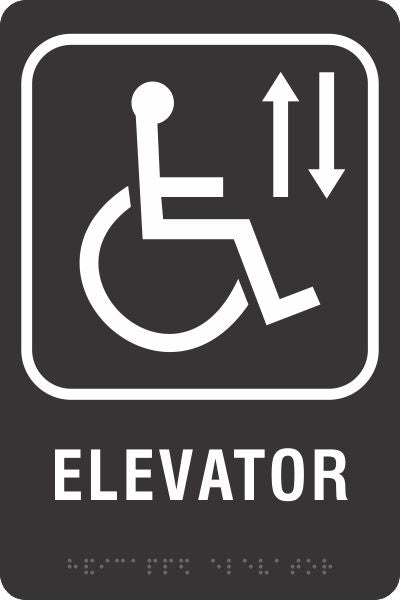 ADA BRAILLE SIGN - HANDICAP ELEVATOR ARROW UP/DOWN - ADA BRAILLE SIGN - HANDICAP ELEVATOR ARROW UP/DOWN, 9X6, Acrylic