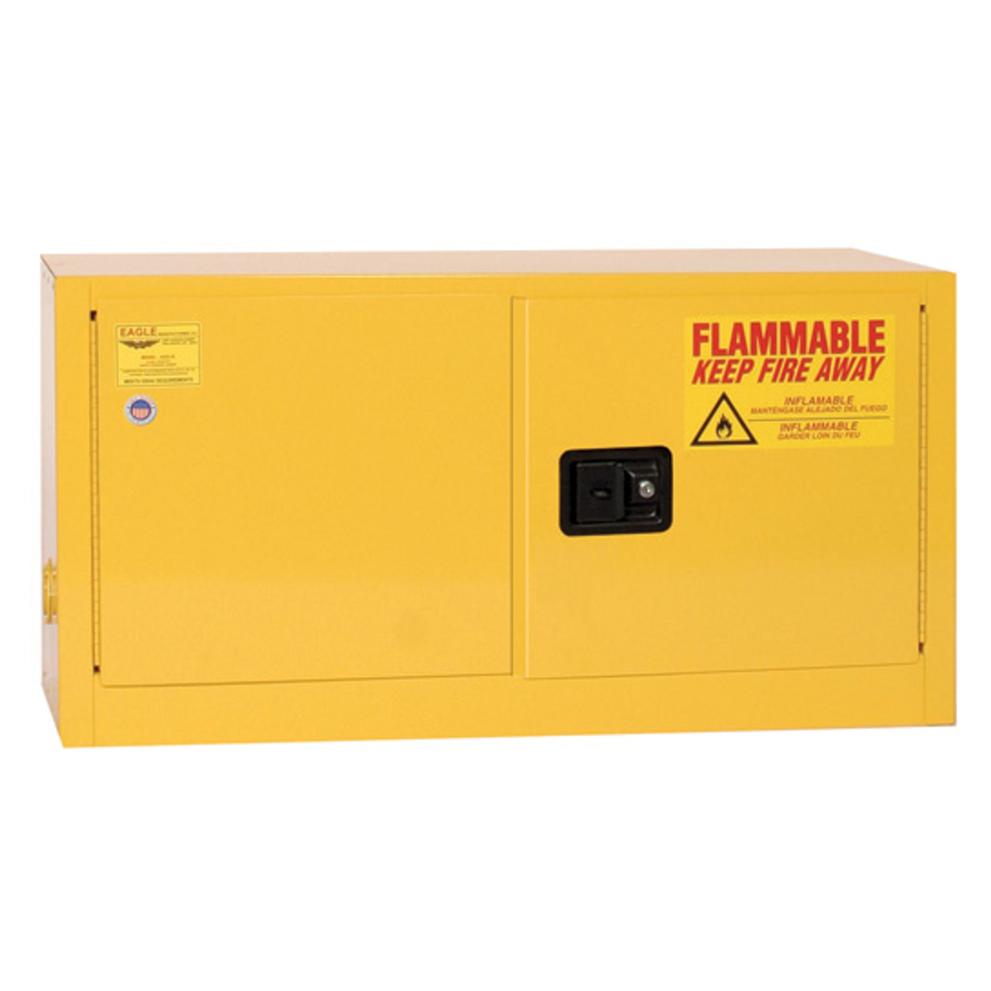 Eagle Add-On Flammable Liquid Safety Cabinet - 15 Gallon - 1 Shelf - 2 Door - Self Close - Yellow - ADD14X