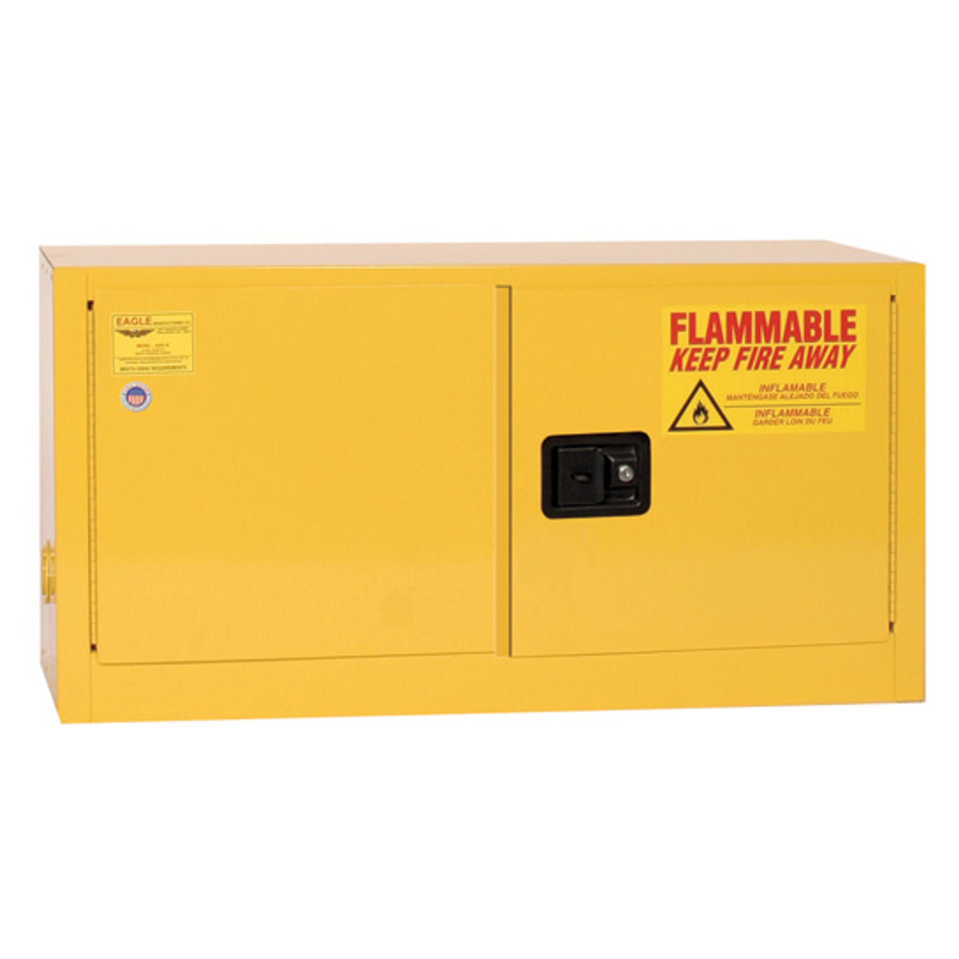 Eagle Add-On Flammable Liquid Safety Cabinet - 15 Gallon - 1 Shelf - 2 Door - Manual Close - Yellow - ADD15X