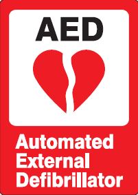 AED (RED HEART W/ FLASH ON WHITE BACKGROUND) AUTOMATED EXTERNAL DEFIBRILLATOR
