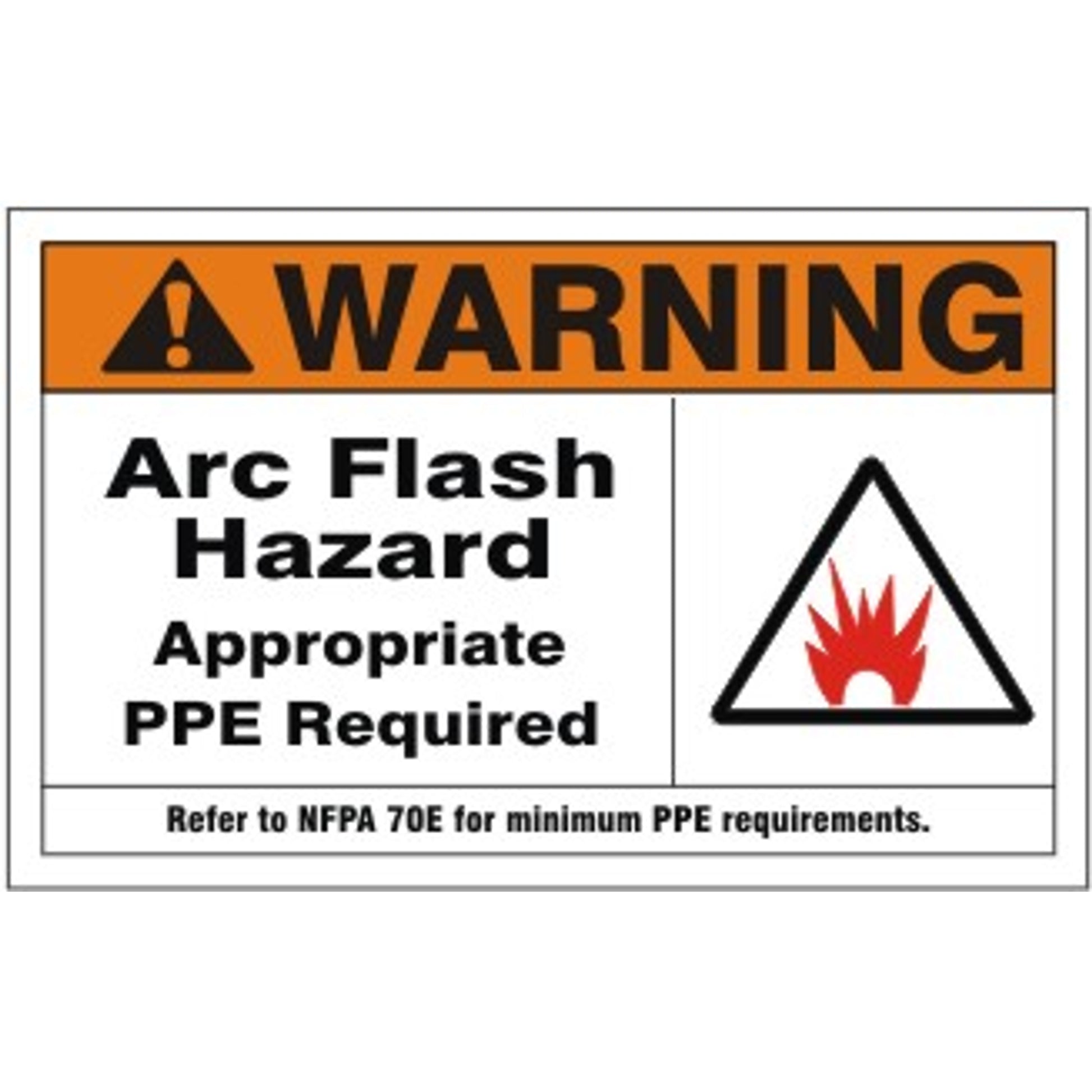 WARNING ARC FLASH HAZARD APPROPRIATE PPE REQUIRED REFER TO NFPA - WARNING ARC FLASH HAZARD APPROPRIATE PPE REQUIRED REFER TO NFPA, 3X5, Adhesive Vinyl