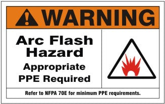 WARNING ARC FLASH HAZARD APPROPRIATE PPE REQUIRED REFER TO NFPA