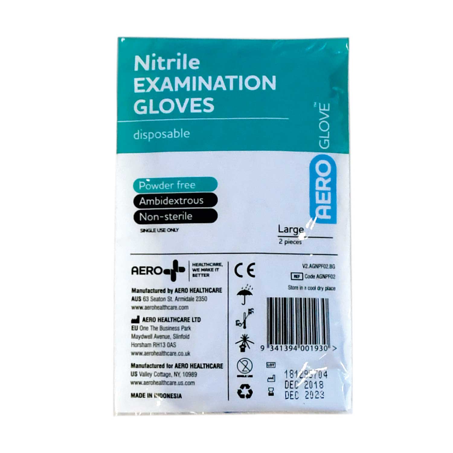 AERO AEROGLOVE Nitrile Glove Powder Free Large 1/pair - AGNPF02