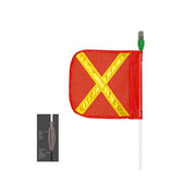 Warning Whip - Heavy Duty - 10' - 12" Orange Flag - Yellow X - Solid Amber LED - Heavy Pigtail - AP1012OY9PT