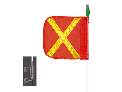 Warning Whip - Heavy Duty - 10' - 12" Orange Flag - Yellow X - Solid Amber LED - Heavy Pigtail - AP1012OY9PT