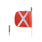 Warning Whip - All-Purpose - 3' - 12" Orange Flag - White X - Flashing Amber LED - AP3.12OW.AF