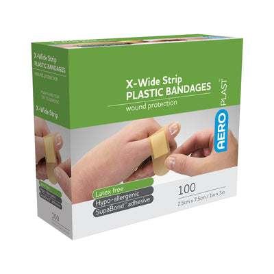 AERO AEROPLAST Plastic Strip Bandages 1in x 3in 100/box - AP801