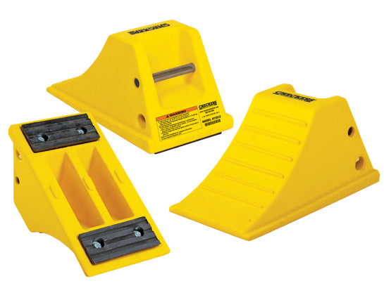 Wheel Chock - All-Terrain 15.5" X 8.5" X 8.25" - 28"-38" Tire - 80 - 000 Lb Load - Rubber Pad - Yellow - AT3512-RP-Y