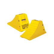 Wheel Chock - All-Terrain - 21"X11.25"X12.25" - 36"-46" Tire - 150K Lb Load - Flat Botm - Al Cleat - Yellow - AT3514-FBAC-Y