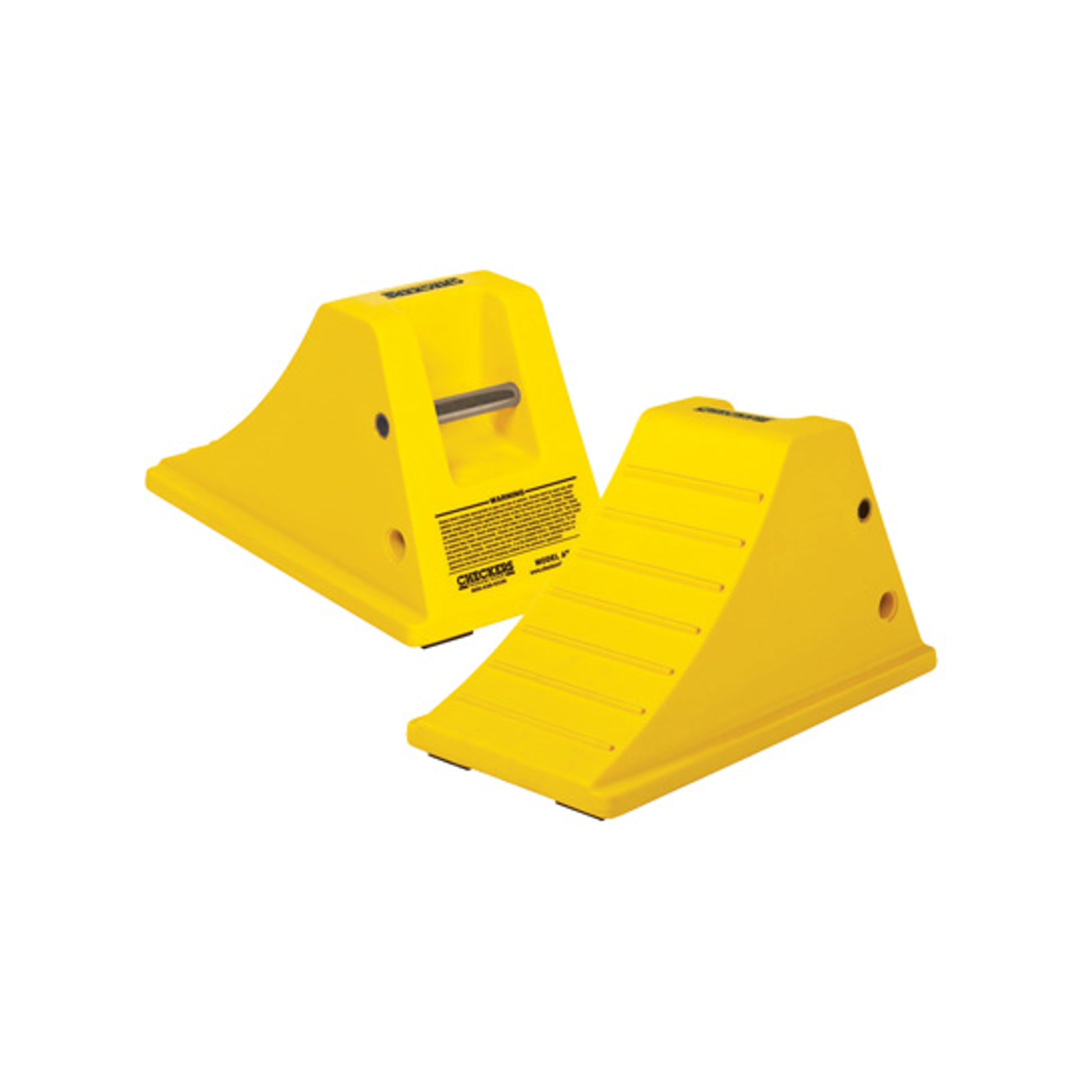Wheel Chock - All-Terrain - 21"X11.25"X12.25" - 36"-46" Tire - 150K Lb Load - Flat Botm - Al Cleat - Yellow - AT3514-FBAC-Y
