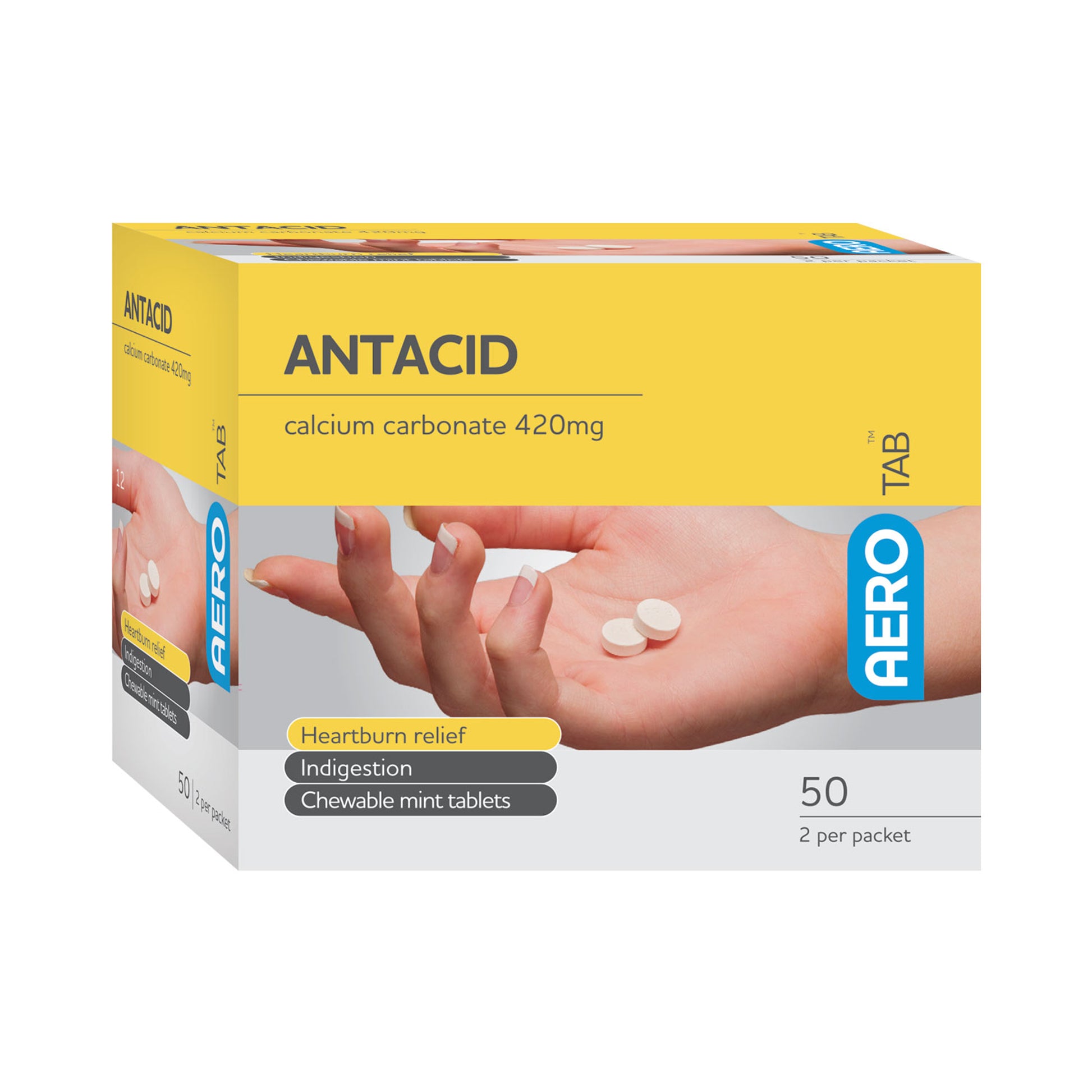 AERO AEROTAB Antacid Tablets 50/box - ATAN50